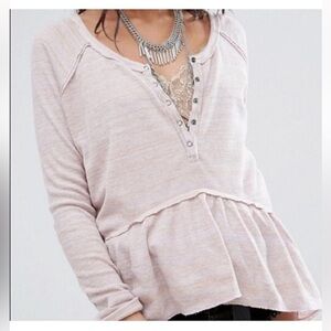 We the Free Babydoll Peplum Purple Off White Top Size XS